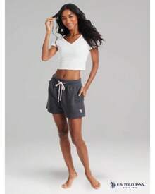 Short de sudadera con bolsillos de U.S. Polo Assn. para mujer - Short de estar en casa y pijama de tejido de rizo francés para mujer