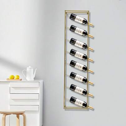 YUNRUX Portabottiglie da parete in metallo Portabottiglie Portabottiglie da 8 bottiglie Portabottiglie moderno da parete con mensola sospesa