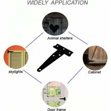 Bisagra Tipo T Caja 6 Pzs Bisagra 5 Pulgadas, Accesorios de Montaje de Puertas, Bisagras de Puerta de Granero con Tornillos de Fijación, para Granero, Cercas de Madera, Patio (negro) - Negro - Ver 8