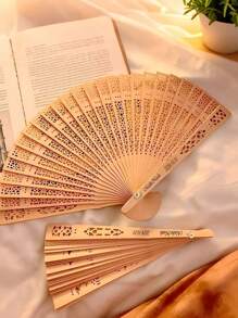 Custom Wedding Fans, Personalized Carved Wooden Wedding Fans, Wedding Gifts For Guests, Bridal Fans, Commemorative Fans, Art Pieces. - Ginger - View 6