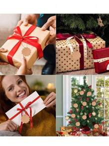 100 件圆形礼品标签牛皮纸棕色标签，附赠 100 英尺黄麻绳，适用于礼物、衣服、婚礼、价格标签