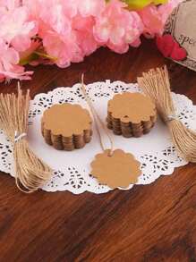 100 件圆形礼品标签牛皮纸棕色标签，附赠 100 英尺黄麻绳，适用于礼物、衣服、婚礼、价格标签