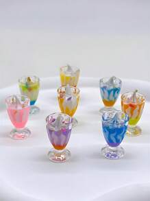 1 件/5 件 1:6 比例微型逼真冰淇淋、奶油慕斯甜点杯、树脂工艺装饰部件、娃娃屋配件、微型水果茶、饮料杯、小瓶子 DIY 珠宝工艺品 - 彩色 - 查看 5