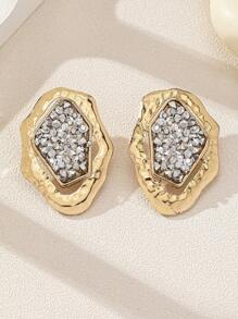 1 Pair Geometric Asymmetrical Shape Textured Fashionable Everyday Earrings