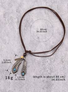 Turquoise Decor Feather Charm Necklace