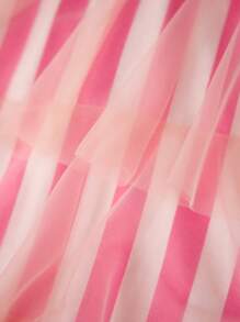 Women  Cute Pants Casual Layered Mesh Ruffles Stripe Print Elastic Trousers For Daily Streetwear