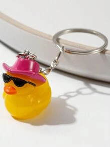 2pcs Cute Duck Wearing Hat Design Keychain, Suitable For Hanging On Wallet, Keys, Party Favors, Gifts For Friends Car Accessories Bag Charm School Cartoon Goth Y2k