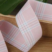 Bicolor Plaid Print Ribbon Handmade Bow DIY Hair Accessories Craft Supplies Gift Floral Ribbon