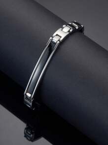 男士 22 厘米长 316L 不锈钢手表链设计手链 适合男士 2025 年派对礼物 - 銀色 - 查看 2