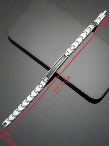 男士 22 厘米长 316L 不锈钢手表链设计手链 适合男士 2025 年派对礼物 - 銀色 - 查看 4