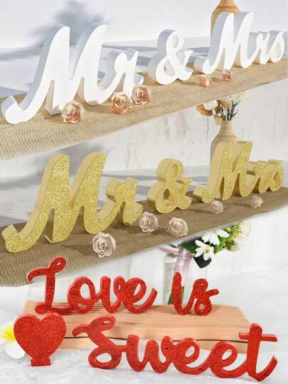 1 Set Of Mr&Mrs Wooden Wedding Decoration Set, Wedding Table Sign With Letter Decoration, Wooden Stand-Alone Letters For Photo Props, Rustic Decoration, Wooden Letters For Main Table Wedding, Anniversary Party Valentine's Day Retro Commemorative Party Favors Best Gifts, Wedding Decor, Home Decor, Room Decor Bride Birthday Graduation Birthday Decorations Party Decorations Bachelorette