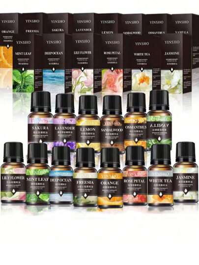 8pcs/6pcs/4pcs/2pcs/1pc Water-Soluble Aromatherapy Essential Oils, 10ml Essential Oils, 17 Scents, Suitable For Bedroom, Living Room, Scented Candles, Diffuser, Humidifier, Valentine's Day Gift