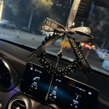 Rhinestone Handmade Crystal Car Pendant Creative Luxury High-End Rearview Mirror Car Hanging Chain Pendant Car Interior Goddess Favorite, Which Means Peace, The Best Choice For Girlfriend With Exquisite Gift Box!