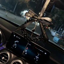 Rhinestone Handmade Crystal Car Pendant Creative Luxury High-End Rearview Mirror Car Hanging Chain Pendant Car Interior Goddess Favorite, Which Means Peace, The Best Choice For Girlfriend With Exquisite Gift Box!