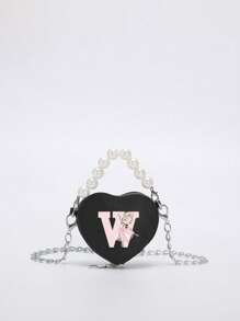 A Mini Stylish, Cute And Elegant Love Mini Bag, A-Z 26 Little Ballet Letter Prints, Faux Pearl Handbag, PU Shoulder Crossbody Bag, Lipstick Coin Purse. You Can Regard It As A Lipstick Coin Purse, Which Can Be Carried On One Shoulder Or Crossbody. Suitable For Use When Going Out To Traveling And Shopping. Christmas, Thanksgiving, Valentine's Day, Friday Gifts. The Best Gift. Romantic. - B9189 Black Bag-023 Deep Pink Ballet - View 21