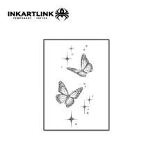 INKARTLINK 革命性技術刺青，半永久性刺青，蝴蝶，暫時刺青，持久耐用，假刺青，防水，逼真刺青外觀，基於植物成分的魔墨刺青 - 黑色 - 查看 3