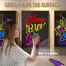 Window Chalk Markers For Cars Washable, 12/24/36/46 Colors Jumbo Liquid Chalk Marker With 6mm Thick Tips, Big Chalkboard Markers, Car Window Paint Markers Pen For Glass, Auto, Bistro, Mirror, Poster, Business