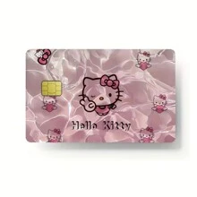Sanrio 1pc/[Coleção completa de adesivos de cartão Hello Kitty] Porta-cartão de crédito Hello Kitty - Design fofo de desenho animado, poliéster, adesivo de plástico resistente a arranhões, para identificação de estudante, cartão de ônibus, cartão de banco e outros cartões. Acessório da moda