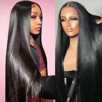 Pelucas rectas de 5x5, cabello humano prearrancado, precortado, densidad del 180%, pelucas frontales de encaje HD rectas, cabello humano brasileño virgen para mujeres con pelo de bebé