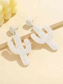 1 par de aretes colgantes hechos a mano con cuentas de vidrio tejidas con diseño de cactus, aretes coloridos adecuados para uso diario, verano