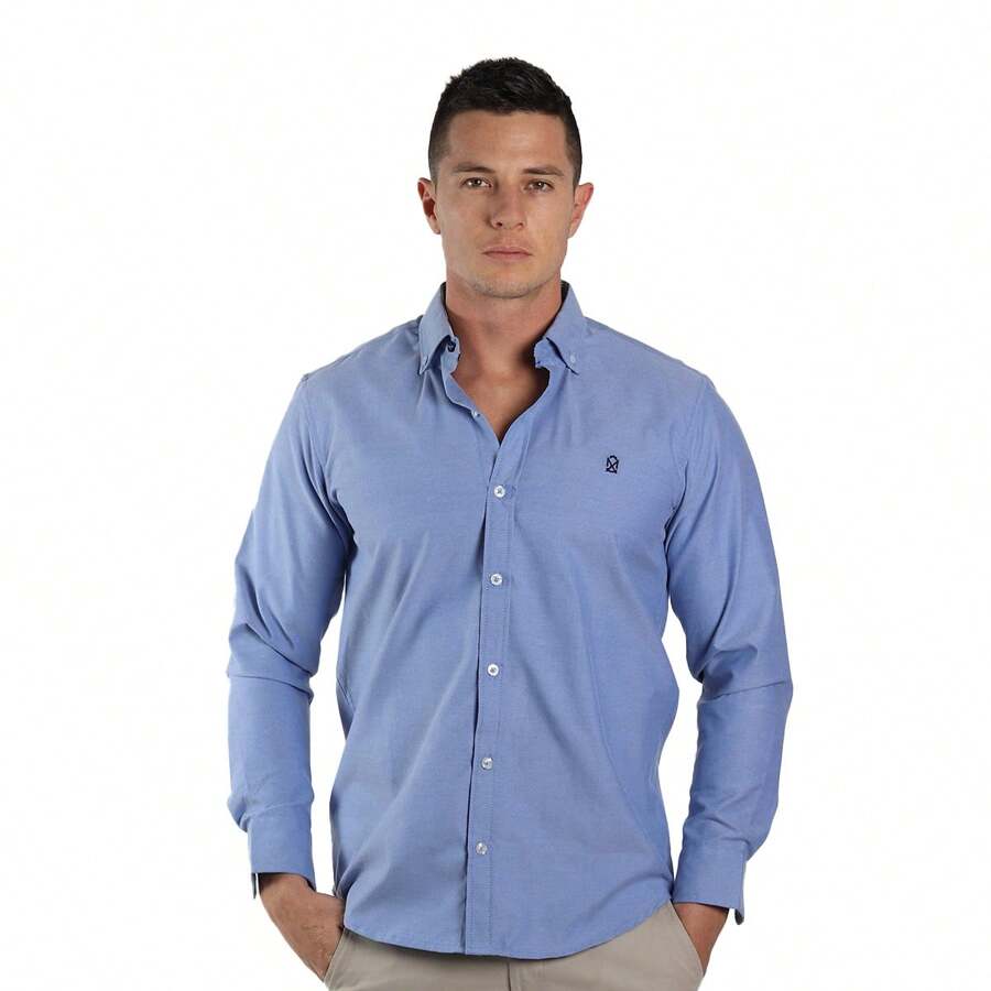 Camisa Lisa para Hombre - Muletta - Azul - Ver 1