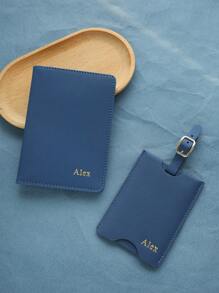 Takeoak 2pcs Gift Set, Includes Customized Name Passport Holder And Luggage Tag, Personalized Gold Letter Combination Travel Gift Box Set, Customized Faux Leather Passport Holder And Luggage Tag Set, Customized Travel Accessories, Handmade Fashion Travel Gift, Personalized Gift Box Set, Christmas And Holiday Gift, Bridesmaid Gift, Birthday Gift - one-size - View 17