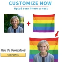 1pc Custom Photo Tapestry - Custom Tapestry, Custom Rainbow Flag Style, Custom Photo Background Personalized Wall Art Decoration For Home, Events And Gifts - Ideal For Valentine's Day Custom Fabric Ornaments, Event Backgrounds, Room Flags, Wall Decorations, Custom Tapestries, Custom Flags, Home Decor, Tapestries