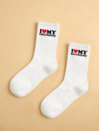 2 par parstrumpor, vitt hjärtmönster, minimalistiska och moderiktiga, mångsidiga, söta, mjuka och bekväma, fukttransporterande, tillbaka till skolan, höst