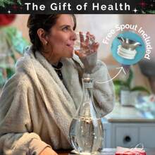 MAYU Swirl Structured Water Carafe - Innovative Vortex Technology Handblown Pitcher. Post Reverse Osmosis Filter Aerating Water Dispenser Stand 1.5 Liter| 51 Oz Dining Glass Jug Design (Earth Base) - Earth Base - View 4