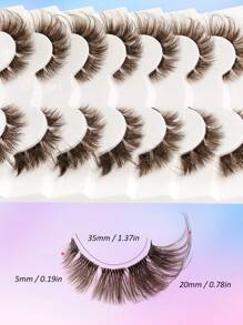 Asiteo 7 pares de pestañas postizas de ojos de gato de color marrón oscuro, con tallo transparente, cómodas y suaves, reutilizables, adecuadas para maquillaje diario - Pestañas Ojos de Gato - Ver 6