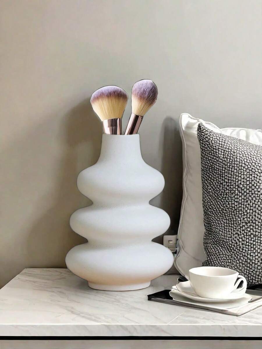 Bình hoa nhỏ màu trắng và đen cho cỏ Pampas, bình hoa Boho hiện đại để trang trí, bình hoa tròn màu trắng cho bàn tiệc cưới phòng khách phòng ngủ bàn cà phê bàn ăn - Nhiều màu - Xem 1