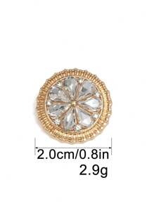 5 件/包高端双层复古花卉玻璃水晶圆形金属纽扣，适用于皮草大衣、羊绒、衬衫、毛衣、西装、外套、秋冬夹克，服装、鞋子、箱包、珠宝 DIY 配件装饰纽扣 - 彩色 - 查看 16