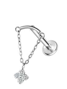 1PC Titanium Internally Threaded Waterdrop Dangle Labret Double Chain Dangle Top Helix Cartilage Piercing Ear Tragus Daith Earrings Jewelry