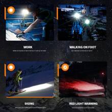 Waterproof LED Headlamp Super Bright Head Torch USB Rechargeable COB Headlight - Black - View 6