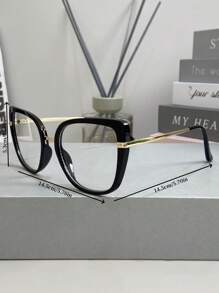 Novos óculos de grau estilo gatinho retrô, armação grande unissex com blocos de cores para mulheres