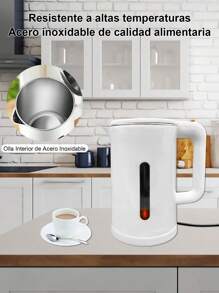 Hervidor eléctrico de 2.2 litros, hervidor de acero inoxidable, hervidor antiescaldado de doble capa, hervidor de agua hirviendo 1000W - Blanco - Ver 10