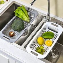 Retractable Dish Drainer Sink Caddy, Multi-Function Kitchen Expandable Vegetable Washing Basket Rack - Multicolor - View 7