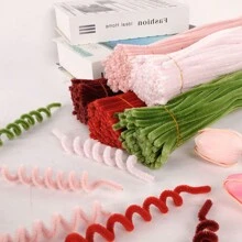 500 件雪尼尔茎、管道清洁器工艺品、花束配色方案、DIY 花束套件管道清洁器、制作花朵的管道清洁器、多色雪尼尔茎、管道清洁器工艺品、工艺品、工艺品、工艺用品、艺术用品、用于艺术和工艺项目的创意 DIY 装饰艺术工艺品装饰，6 毫米 X 12 英寸 - 彩色 - 查看 1