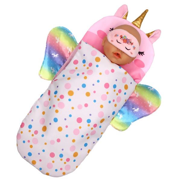 Aufwendiger Puppen Schlafsack + Augenmaske geeignet für 30-45cm und 12-18 Zoll Puppen, Neugeborene, Babypuppen und Reborn Puppen