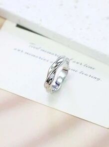 Personalized Titanium Steel Moebius Loop Ring, Bachelor Punk Unisex Couple Rings - Silver - View 1