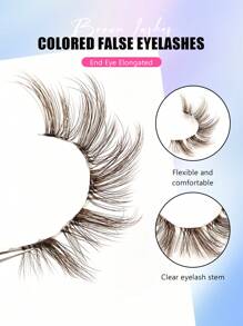 Asiteo 7 Pairs Brown Cat Eye Transparent False Eyelashes, Easy To Apply, Stretches Outward To Enlarge Eyes, Long-Lasting And Lightweight, Suitable For Daily Use - Cat Eye Lashes - View 2