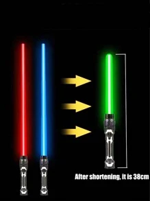 1 pieza/Set Espada láser retráctil, juguete de alivio de estrés con palo luminoso intermitente 2 en 1 (baterías no incluidas). El color del producto se distribuirá al azar y el color de algunas partes del producto puede variar. Juguete interactivo para niños, regalo de cumpleaños, recuerdo de fiesta - Multicolor - Ver 6