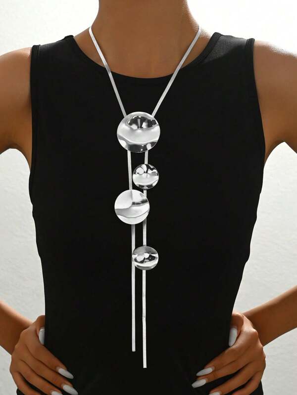 1 pièce Collier rétro en forme de Y pour femmes, pendentifs asymétriques créatifs, chaîne épaisse longue adaptée pour un port quotidien, cadeaux, fêtes