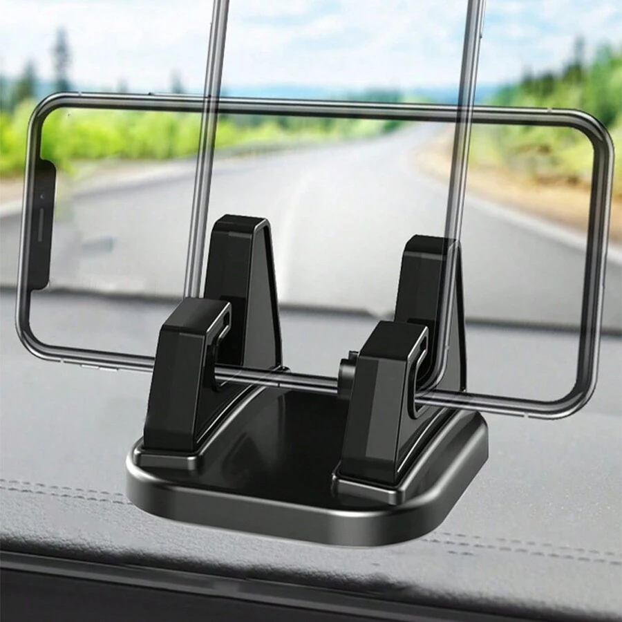 1pc Base Stand Silicone Car Phone Holder Rotating Base Dashboard Desk Navigation Phone 360 Degree Mount Spring Gift - Black - View 1