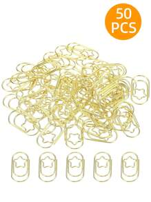 50 个金色星形回形针，迷你金属防滑文具夹，适用于办公室、学校和家庭组织、返校、学校用品 - 金色 - 查看 11