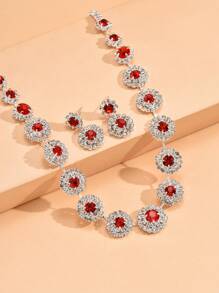 3 pièces Set de bijoux Collier et Boucles d'oreilles Strass Élégants, Accessoire polyvalent pour robe de mariée, mariage, banquet, fête