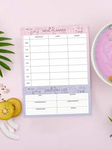 1 Pc Weekly Meal Planner Notebook 6.5x8.6 Inch, 52 Sheets Weekly Meal Planner Magnetic, Fridge Magnetic Menu Planner For Fridge Notepad For Daily & Weekly Plan, Family Use - Pink - View 7