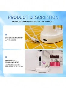 Máquina de taladro para uñas profesional inalámbrica, cortador de manicura eléctrico para reparación de uñas, diseñado para quitar gel, para herramientas de uñas de salones