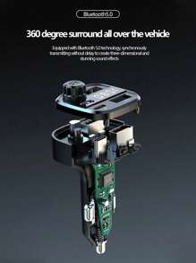 1 件多功能车载蓝牙接收器，带彩色氛围灯、MP3 播放器、QC3.0 车载充电器
