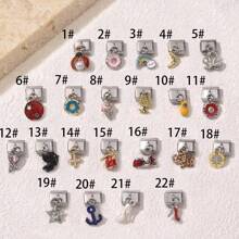 1/5/10 piezas Surtido de dijes encantadores en forma de mariquita, donut, cisne, tacón alto, estrella y helado, serie de dijes modulares italianos para brazalete, accesorios de joyería - Manualidades de joyería DIY